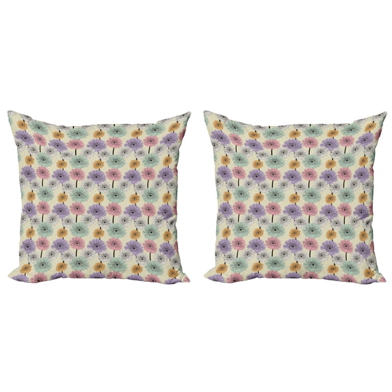 Ambesonne Colorful Throw Pillow Cover 2 Pack, Chrysanthemum Plants, 18", Multicolor