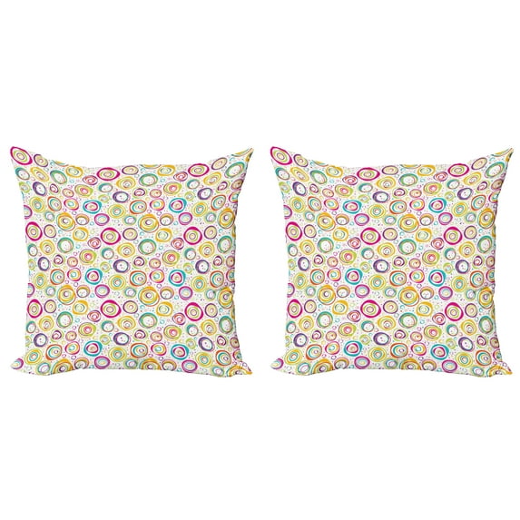 Ambesonne Colorful Throw Pillow Cover 2 Pack, Circle and Dots Spring, 20", Multicolor