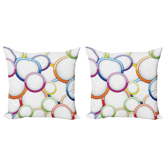 Ambesonne Colorful Throw Pillow Cover 2 Pack, Circles Rounds Pattern, 24", Multicolor