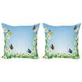 thumbnail image 1 of Ambesonne Colorful Throw Pillow Cover 2 Pack, Daisy with Butterflies, 16", Multicolor, 1 of 6