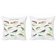 thumbnail image 1 of Ambesonne Colorful Throw Pillow Cover 2 Pack, Exotic Lizard Reptiles, 20", Multicolor, 1 of 6