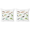 thumbnail image 1 of Ambesonne Colorful Throw Pillow Cover 2 Pack, Exotic Lizard Reptiles, 24", Multicolor, 1 of 7