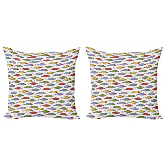 Ambesonne Colorful Throw Pillow Cover 2 Pack, Fish Animals, 20", Multicolor