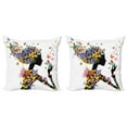 thumbnail image 1 of Ambesonne Colorful Throw Pillow Cover 2 Pack, Flowers with Butterfly, 16", Multicolor, 1 of 6