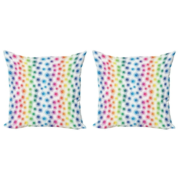 Ambesonne Colorful Throw Pillow Cover 2 Pack, Funky Geometric Retro, 20", Multicolor