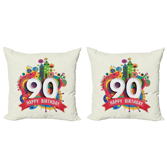 Ambesonne Colorful Throw Pillow Cover 2 Pack, Funky Pop Birthday, 20", Multicolor