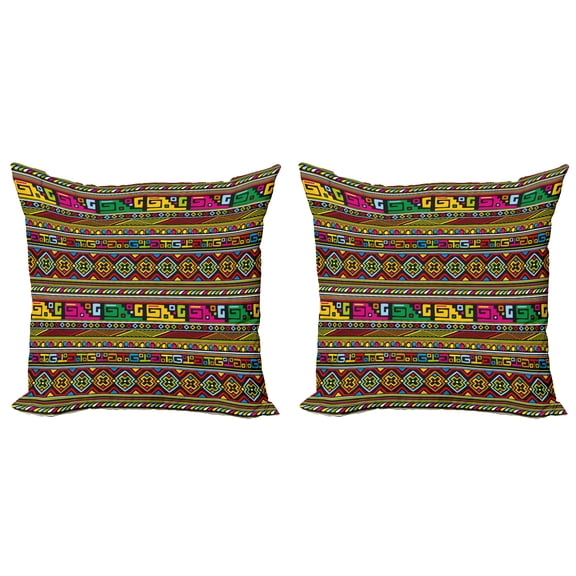 Ambesonne Colorful Throw Pillow Cover 2 Pack, Geometric Modern Tones, 20", Multicolor