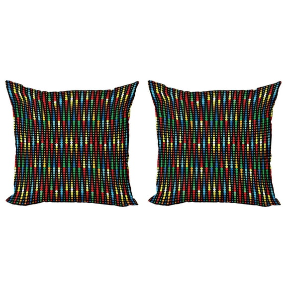 Ambesonne Colorful Throw Pillow Cover 2 Pack, Halftone Pattern Motif, 18", Multicolor
