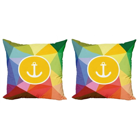 Ambesonne Colorful Throw Pillow Cover 2 Pack, Holiday Sailor Summer, 16", Multicolor