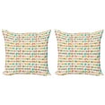 thumbnail image 1 of Ambesonne Colorful Throw Pillow Cover 2 Pack, Leaves in Pastel Shades, 16", Multicolor, 1 of 2