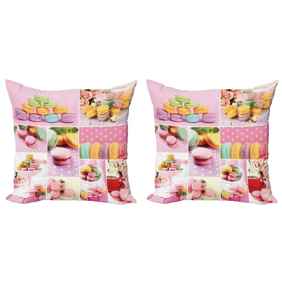 Ambesonne Colorful Throw Pillow Cover 2 Pack, Macaroons Napkins Dots, 18", Multicolor