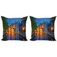 thumbnail image 1 of Ambesonne Colorful Throw Pillow Cover 2 Pack, Middle Age Building, 16", Multicolor, 1 of 7