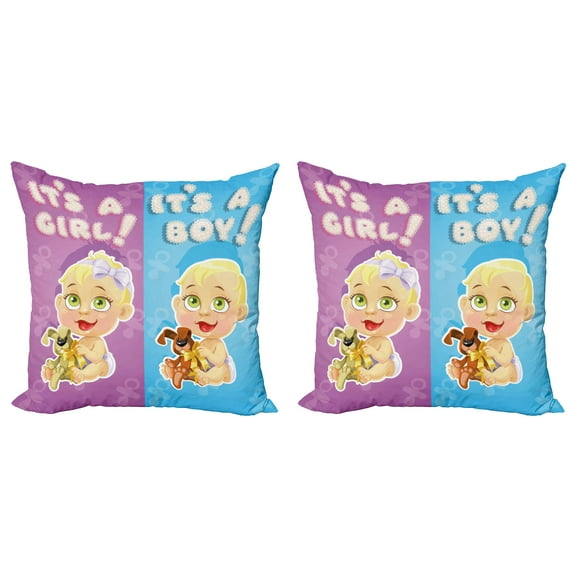Ambesonne Colorful Throw Pillow Cover 2 Pack, Modern Characters Artwork, 24", Multicolor