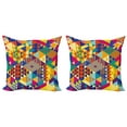 thumbnail image 1 of Ambesonne Colorful Throw Pillow Cover 2 Pack, Modern Triangles, 20", Multicolor, 1 of 2