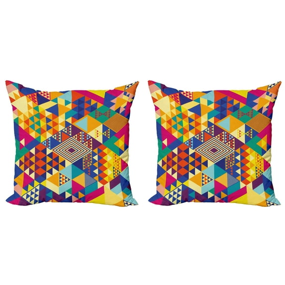 Ambesonne Colorful Throw Pillow Cover 2 Pack, Modern Triangles, 20", Multicolor