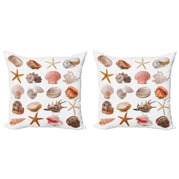 Ambesonne Colorful Throw Pillow Cover 2 Pack, Mollusk Summer Holiday, 18", Multicolor