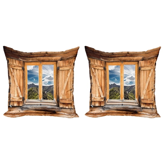Ambesonne Colorful Throw Pillow Cover 2 Pack, Mountains and Valleys, 24", Multicolor
