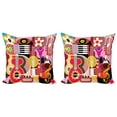thumbnail image 1 of Ambesonne Colorful Throw Pillow Cover 2 Pack, Music Instruments, 16", Multicolor, 1 of 6