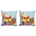 thumbnail image 1 of Ambesonne Colorful Throw Pillow Cover 2 Pack, Nature Leaves Butterfly, 18", Multicolor, 1 of 2