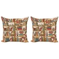 thumbnail image 1 of Ambesonne Colorful Throw Pillow Cover 2 Pack, Nerd Bohem Cat Kitten, 20", Multicolor, 1 of 6