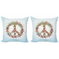 thumbnail image 1 of Ambesonne Colorful Throw Pillow Cover 2 Pack, Peace Sign with Hearts, 18", Multicolor, 1 of 6
