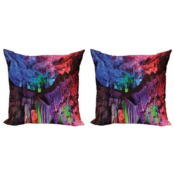 Ambesonne Colorful Throw Pillow Cover 2 Pack, Rainbow Colored Rock, 18", Multicolor