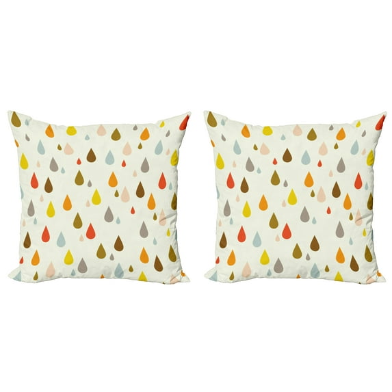 Ambesonne Colorful Throw Pillow Cover 2 Pack, Retro Water Drops Rain, 24", Multicolor