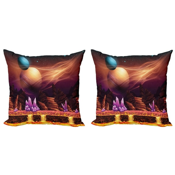 Ambesonne Colorful Throw Pillow Cover 2 Pack, River Mars with Nebula, 18", Multicolor