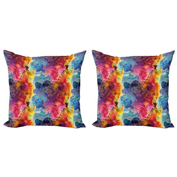 Ambesonne Colorful Throw Pillow Cover 2 Pack, Seamless Abstract Art, 16", Multicolor