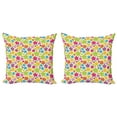 thumbnail image 1 of Ambesonne Colorful Throw Pillow Cover 2 Pack, Sixties Hippie Flowers, 16", Multicolor, 1 of 2