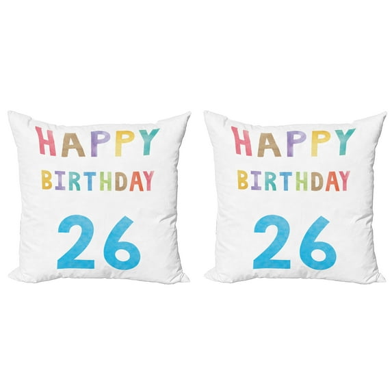 Ambesonne Colorful Throw Pillow Cover 2 Pack, Soft Celebration Sign, 16", Multicolor