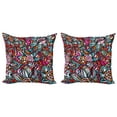 thumbnail image 1 of Ambesonne Colorful Throw Pillow Cover 2 Pack, Stained Glass Style Flower, 16", Multicolor, 1 of 7