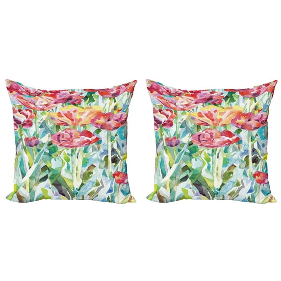 Ambesonne Colorful Throw Pillow Cover 2 Pack, Summer Spring, 16", Multicolor