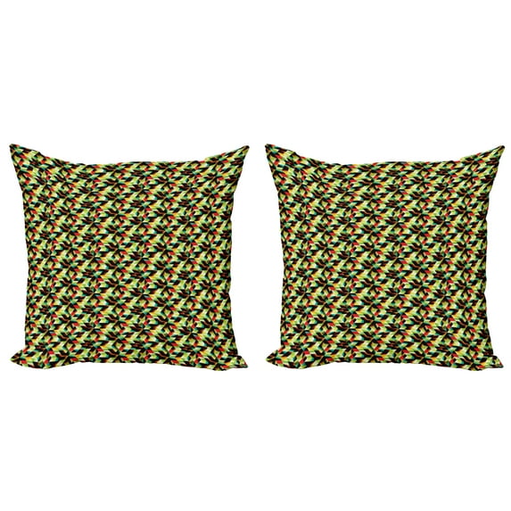 Ambesonne Colorful Throw Pillow Cover 2 Pack, Triangles Futuristic, 16", Multicolor