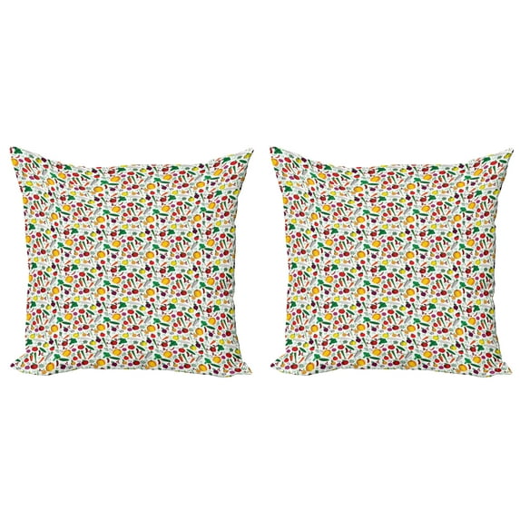 Ambesonne Colorful Throw Pillow Cover 2 Pack, Vegetarian Food Chilli, 16", Multicolor