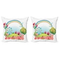 thumbnail image 1 of Ambesonne Colorful Throw Pillow Cover 2 Pack, Village Hill Circus, 16", Multicolor, 1 of 6