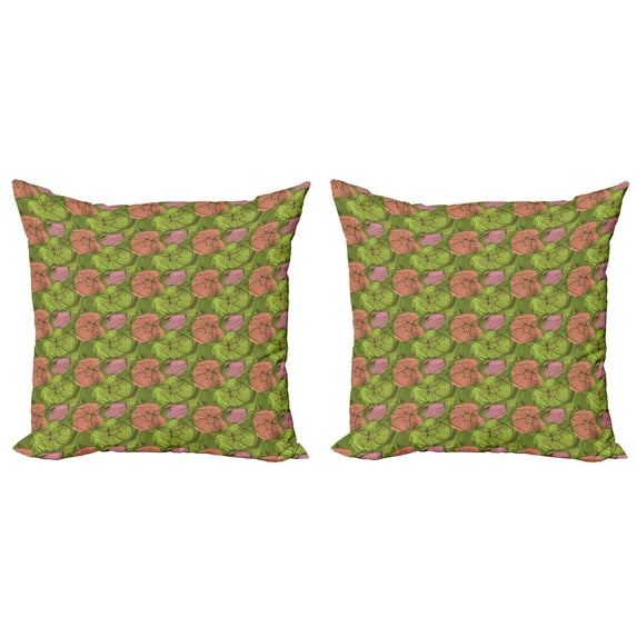Ambesonne Colorful Throw Pillow Cover 2 Pack, Vintage Floral Grunge, 24", Multicolor