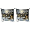 thumbnail image 1 of Ambesonne Colorful Throw Pillow Cover 2 Pack, Winter Rural Landscape, 24", Multicolor, 1 of 6