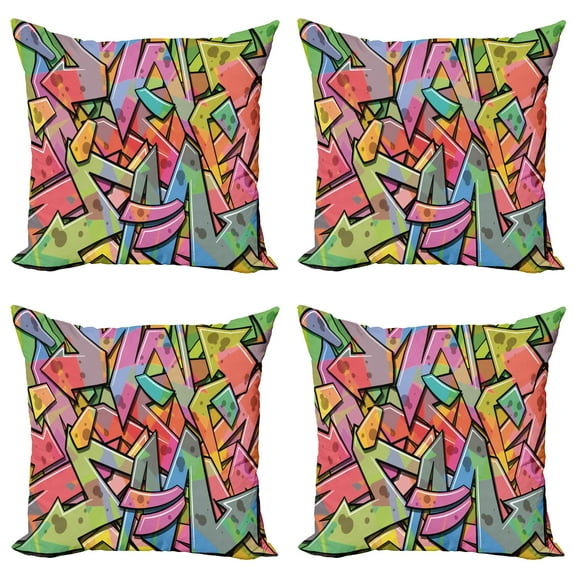 Ambesonne Colorful Throw Pillow Cover 4 Pack, Abstract Grunge Arrows, 16", Multicolor