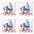 thumbnail image 1 of Ambesonne Colorful Throw Pillow Cover 4 Pack, Alice with Cup, 20", Multicolor, 1 of 6