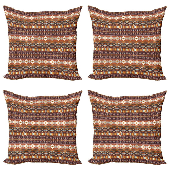 Ambesonne Colorful Throw Pillow Cover 4 Pack, Aztec Style Arrow, 24", Multicolor