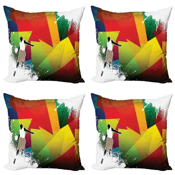 Ambesonne Colorful Throw Pillow Cover 4 Pack, Basketball Modern Art, 16", Multicolor