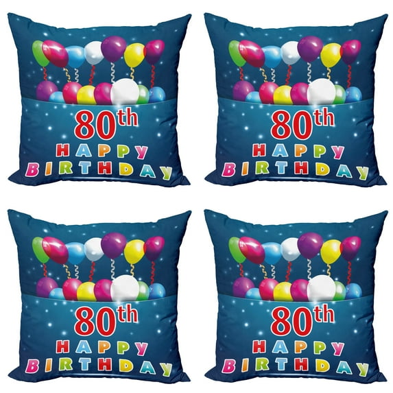 Ambesonne Colorful Throw Pillow Cover 4 Pack, Blue Colored Backdrop, 18", Multicolor