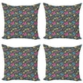 thumbnail image 1 of Ambesonne Colorful Throw Pillow Cover 4 Pack, Butterflies on Zebra, 24", Yellow Blue Pink, 1 of 2