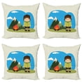 thumbnail image 1 of Ambesonne Colorful Throw Pillow Cover 4 Pack, Campfire on Mountains, 18", Multicolor, 1 of 2