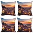thumbnail image 1 of Ambesonne Colorful Throw Pillow Cover 4 Pack, Cityscape of Lisbon, 18", Brown, 1 of 7