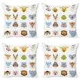 thumbnail image 1 of Ambesonne Colorful Throw Pillow Cover 4 Pack, Comic Koala Fox Faces, 16", Multi, 1 of 5