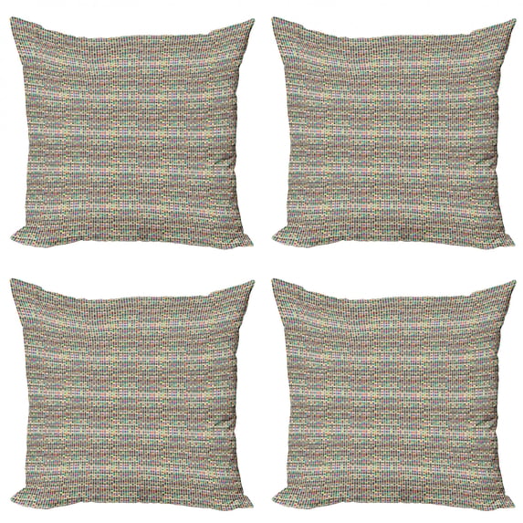 Ambesonne Colorful Throw Pillow Cover 4 Pack, Continuing Round Squares, 16", Multicolor