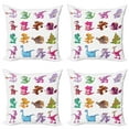 thumbnail image 1 of Ambesonne Colorful Throw Pillow Cover 4 Pack, Dinosaurs Extinction, 18", Multicolor, 1 of 5