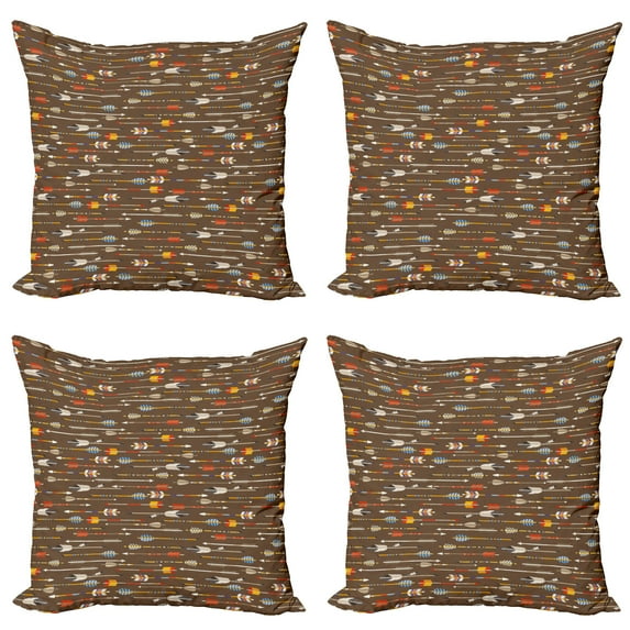 Ambesonne Colorful Throw Pillow Cover 4 Pack, Eastern Style, 16", Multicolor